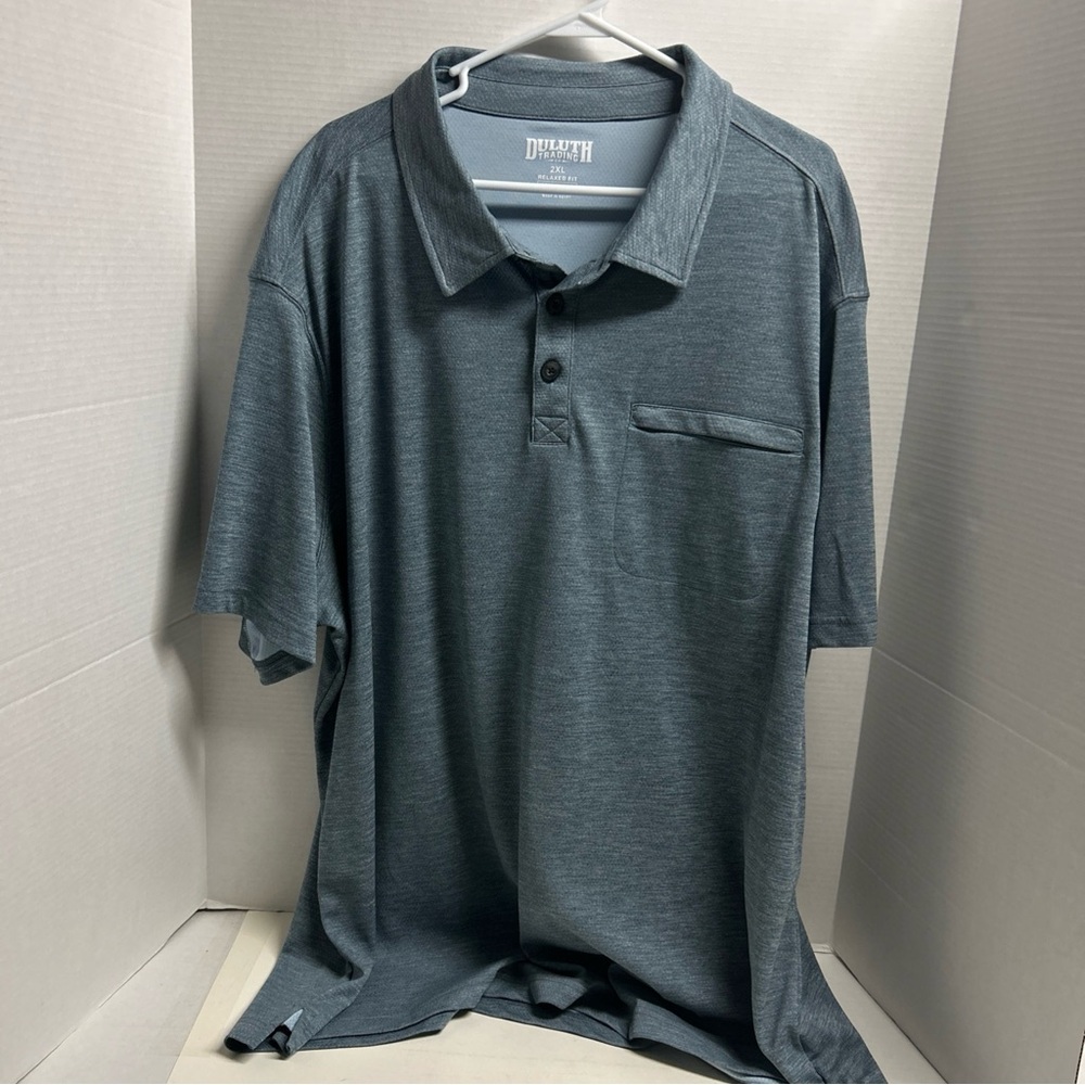 Duluth Trading Co Mens 2XL Grey / Gray Armachillo Cooling Relaxed Fit Polo